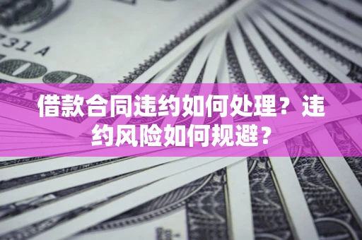 济南借款合同违约如何处理？违约风险如何规避？